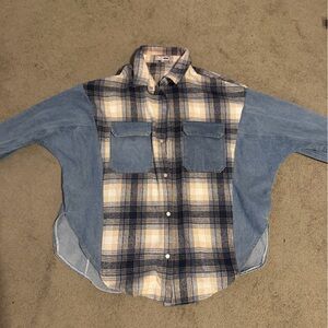 Blue and Cream Plaid Men's Shirt